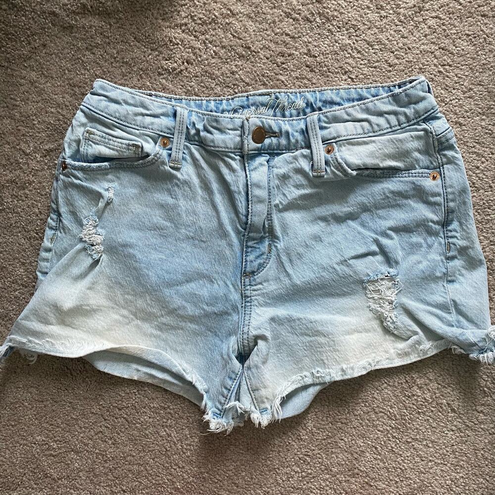 Universal Thread High Rise Shortie Light Wash Distressed Denim Shorts Size 6